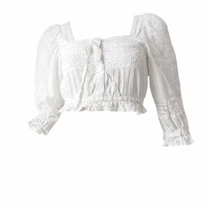 Rebellion White Eyelet Tie-Front Crop Top